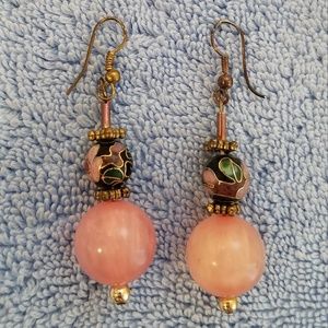 Pink Beaded Drop Dangle Earrings